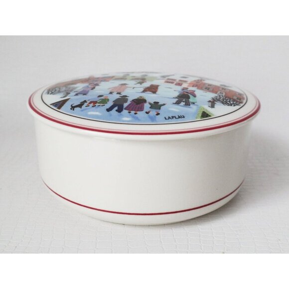 Vintage Villeroy and Boch Trinket Box Signed Laplau Design Naif Covered Candy Di - Picture 3 of 5
